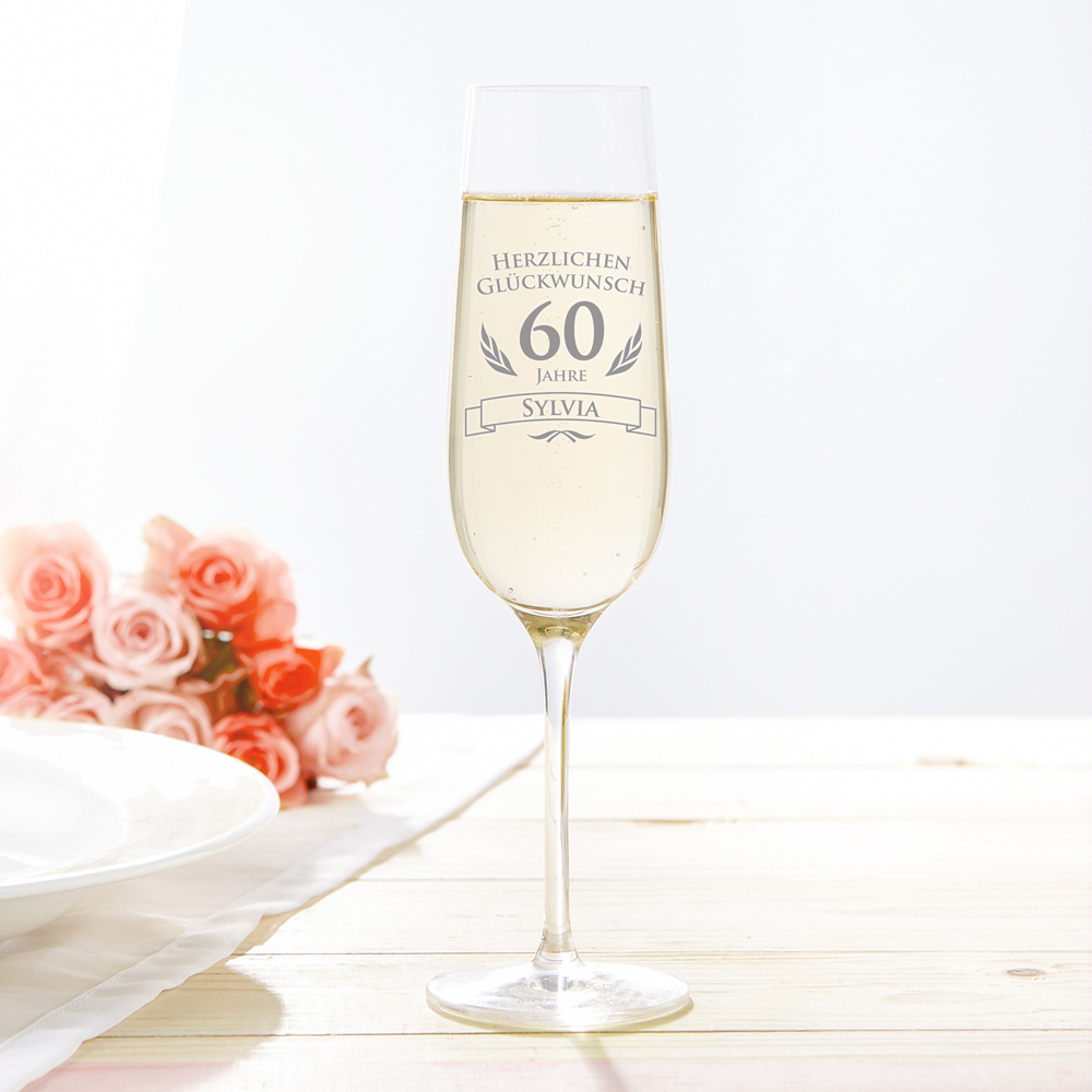 Sektglas zum 60. Geburtstag - Sektglas mit Gravur