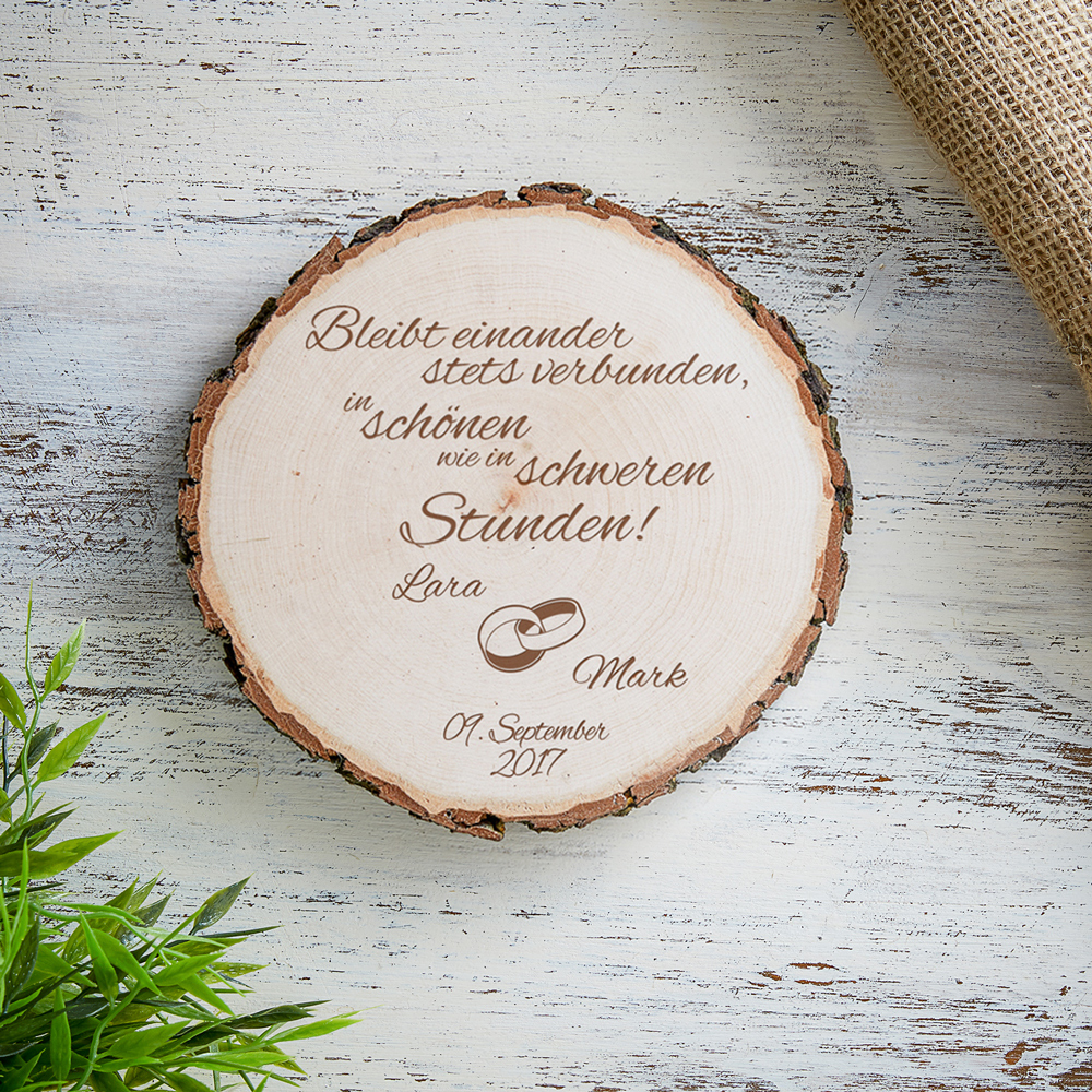 48++ Schoener spruch zur goldenen hochzeit , Baumscheibe mit Gravur zur Hochzeit mit Spruch Bleibt einander Baumscheiben Deko