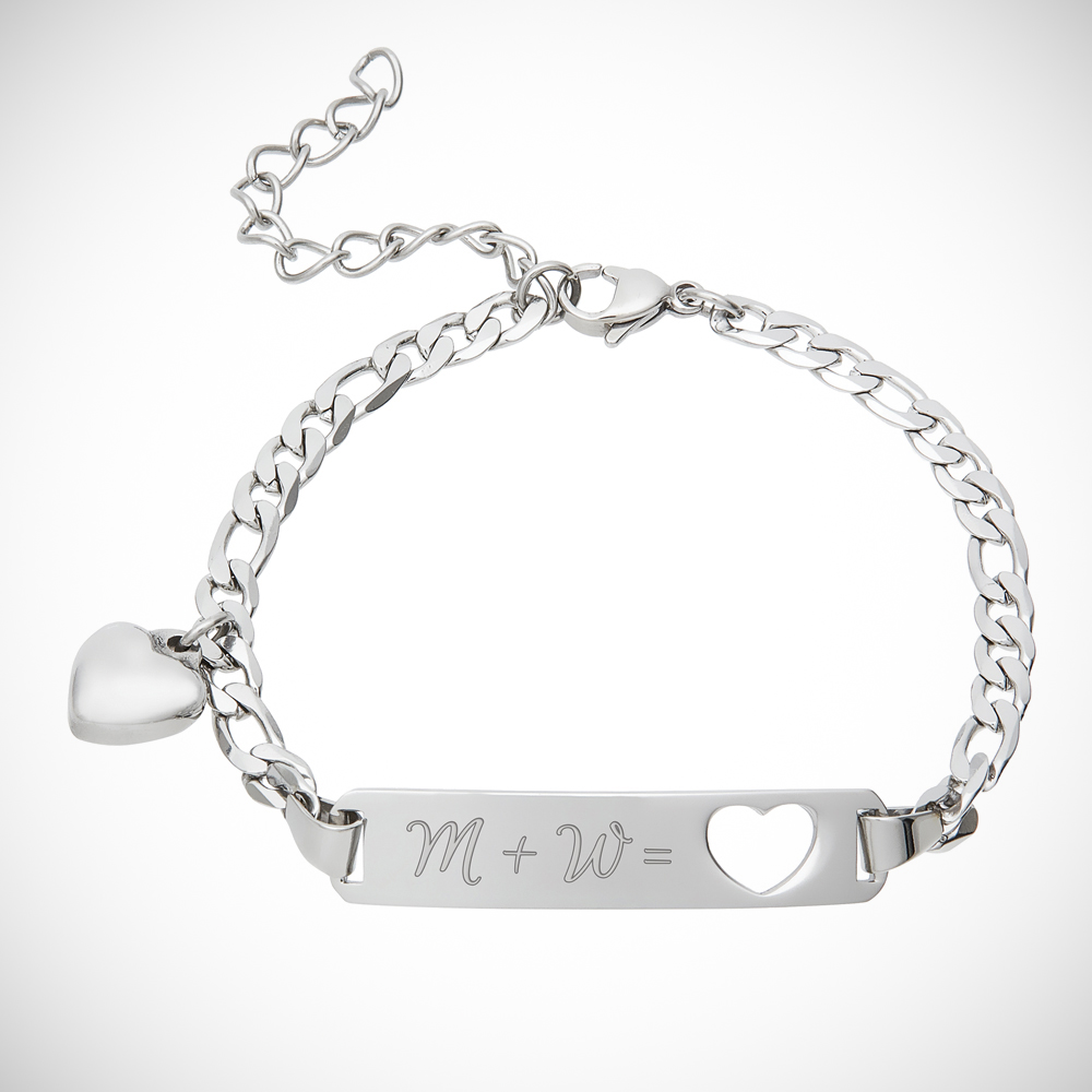 Gravur Gravur Armband Herz personalisiert - Silber Initialen Armband - - mit -