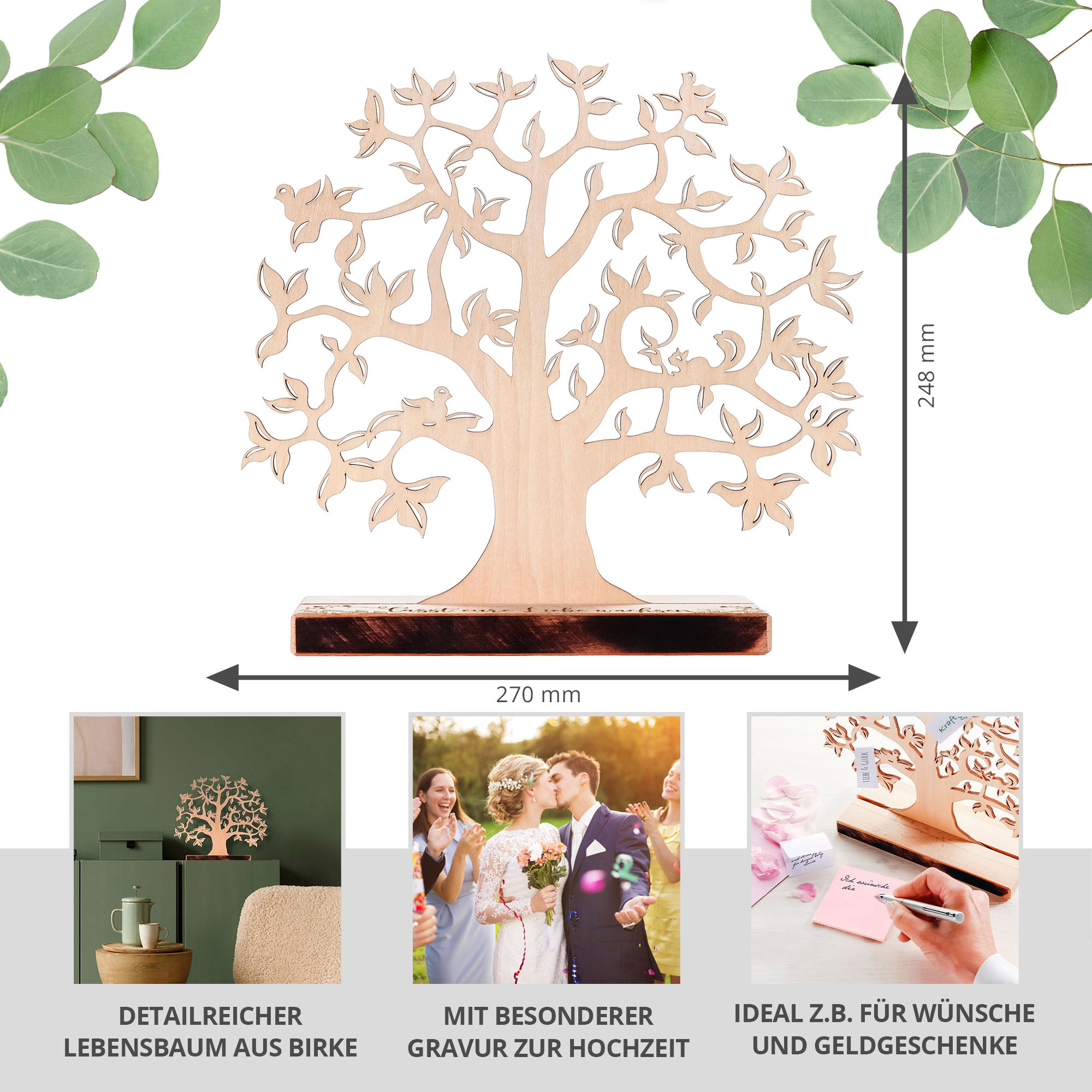 Kleiner Geldbaum mit Gravur zur Hochzeit