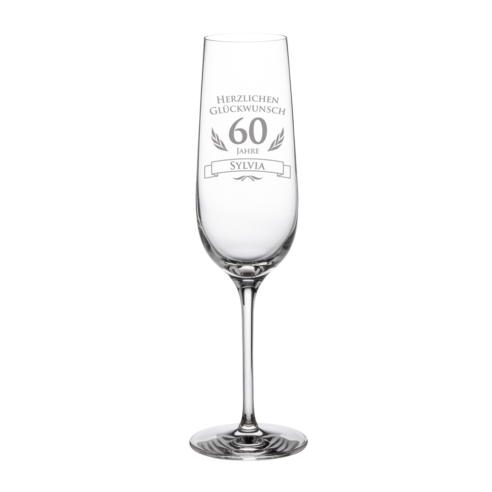 Sektglas zum 60. Geburtstag - Sektglas mit Gravur